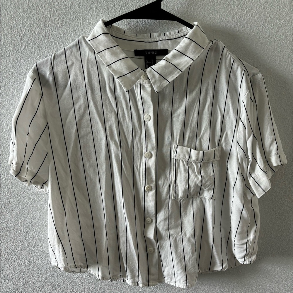 White striped button up